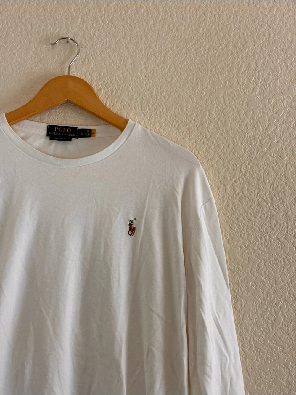 Polo Ralph Lauren | like new white cotton crew neck long sleeve emblem t-shirt